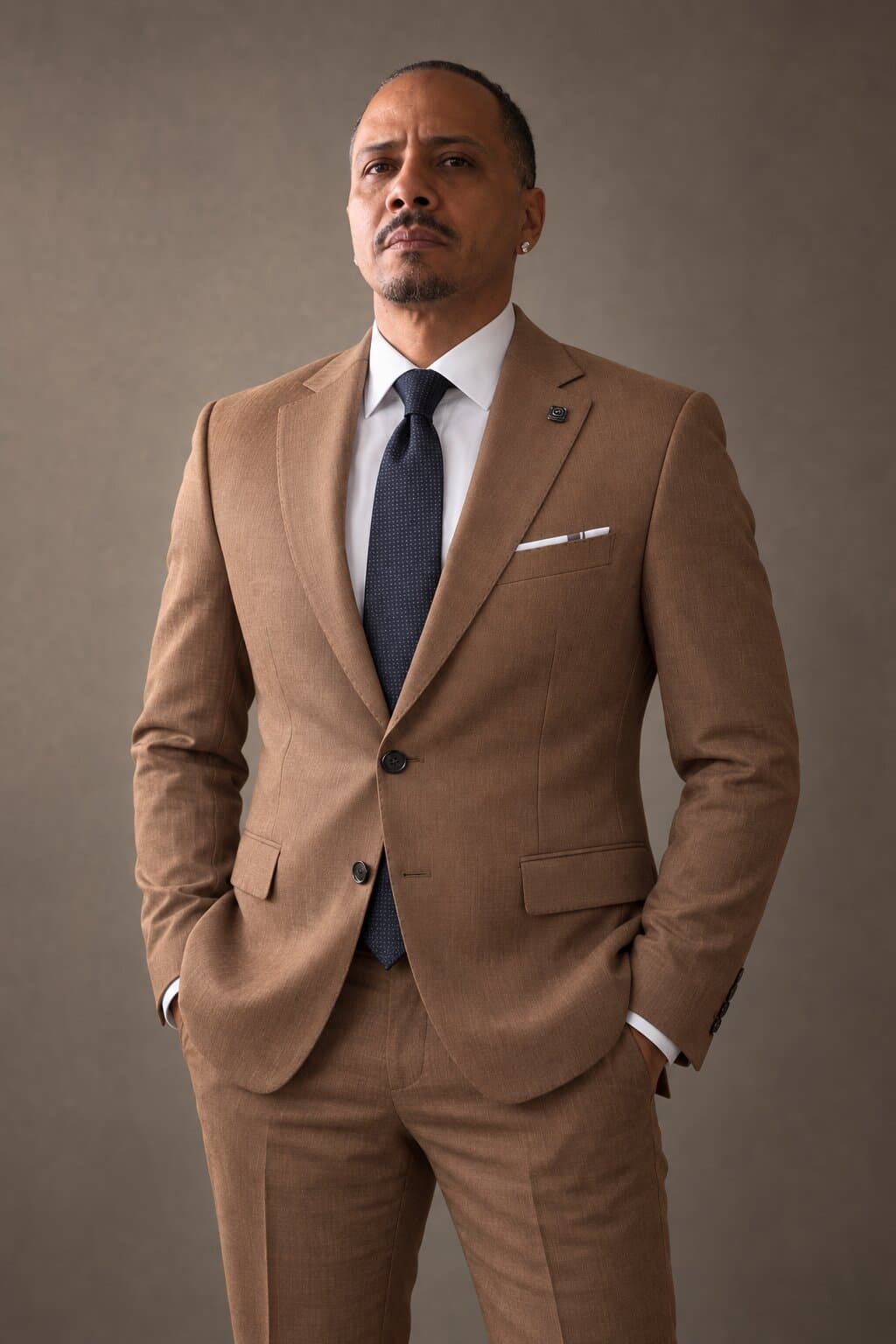 Mercer Camel Brown worn